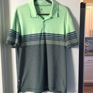 Adidas Men's green and blue Striped Short Sleeve Polo Size Medium